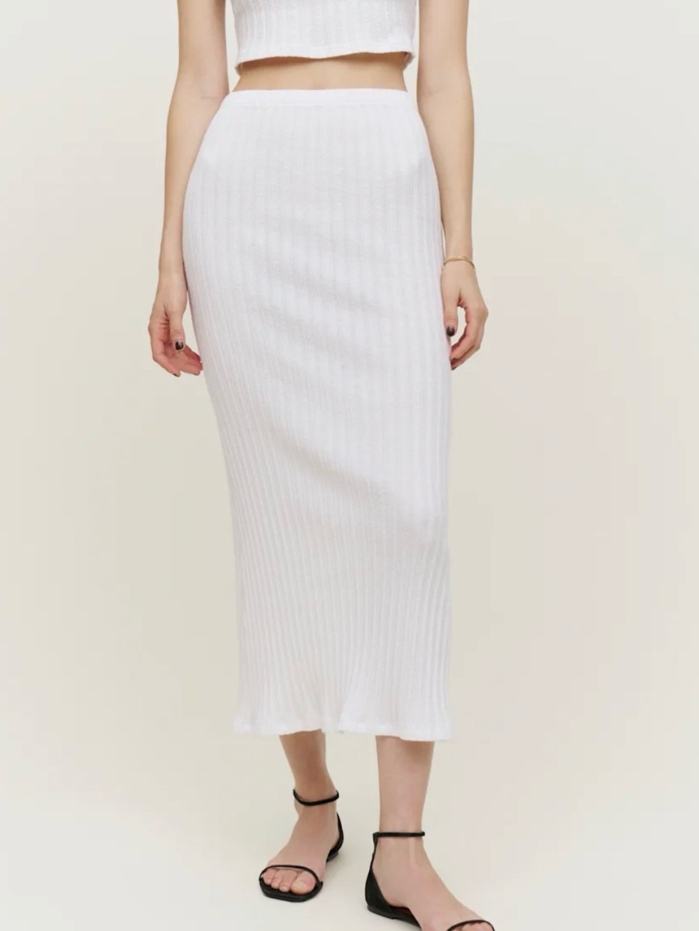 REFORMATION Sangria Knit Skirt In Cloud White NWT small - Picture 2 of 3